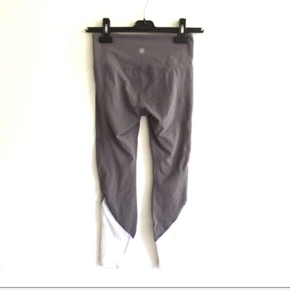 Athleta Colorblock High Rise 7/8 Yoga Gym Leggings Tights Grey White S - Picture 5 of 7